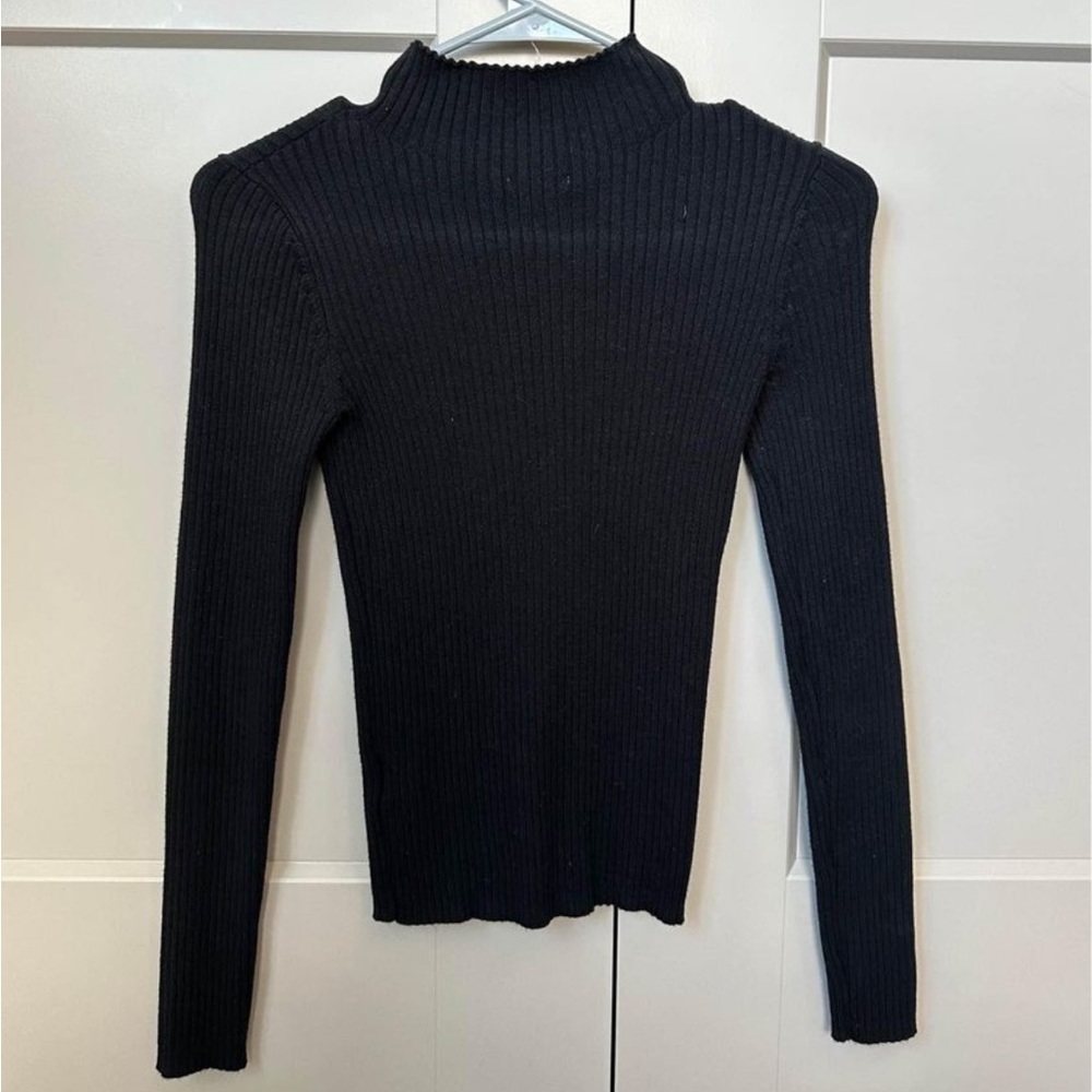 GB girls Black Ribbed Long Sleeve Mock Neck Top